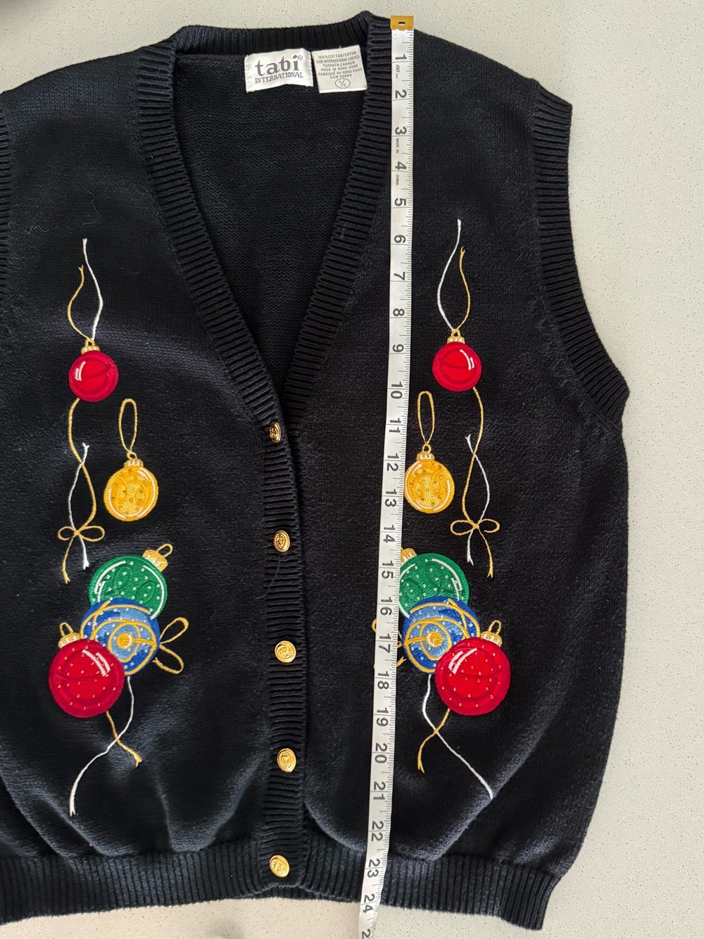 Vintage Tabi International Christmas Ornaments Sweater Vest Embroidered Knit L - Picture 4 of 10